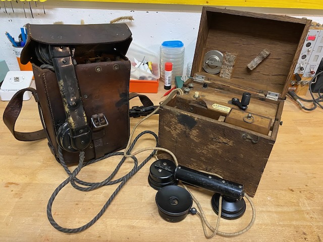 a TM 16 (Made by Burgunder, leather pouch is missing) and a Western Electric Co. type Serbe